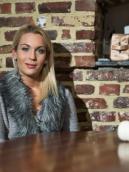 Small tits charming blonde