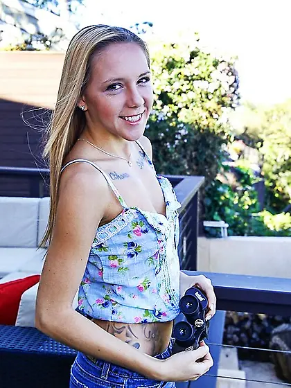 Petite chick sucks dick