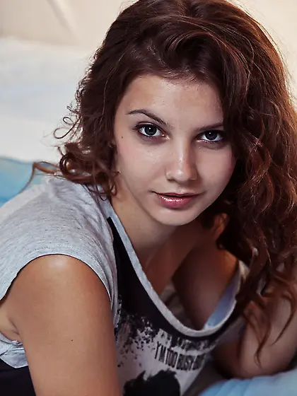 Brunette pulls white panties