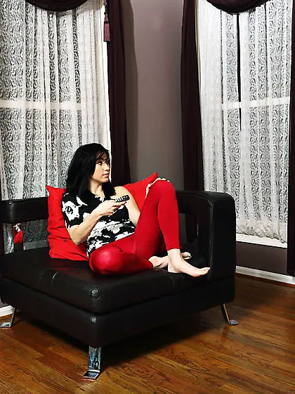 Horny brunette doll red