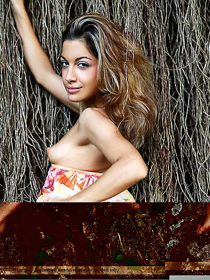 Leggy doll Laila Femjoy strips outdoors and seductively poses te