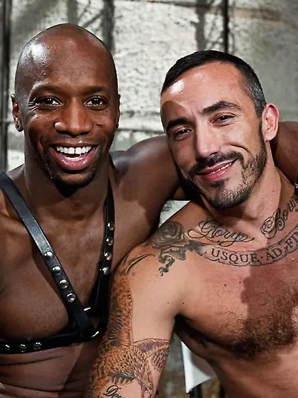 Muscular black master leather