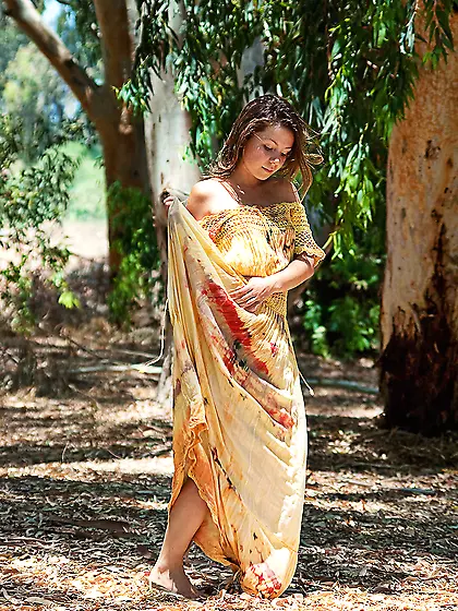 Attractive blonde babe Emily 18 takes off her yellow dress and s