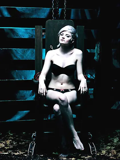 Blonde short-haired chick black