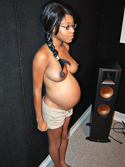 Busty pregnant black housewife