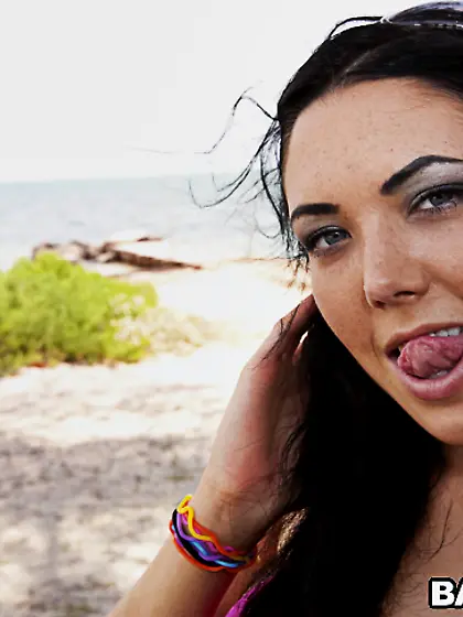 Megan Foxx takes her sexy pink lingerie off outdoors and blows h