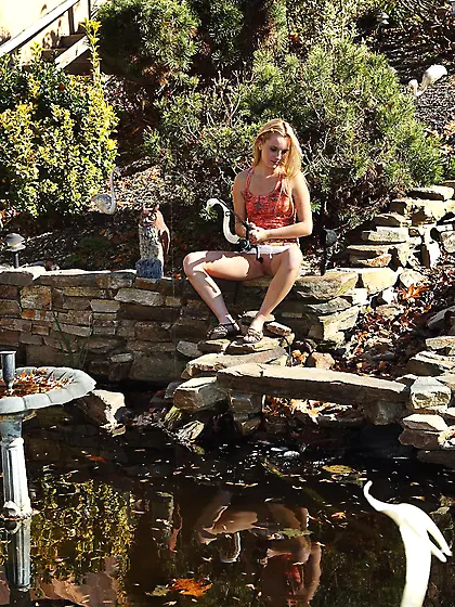 Blonde hottie Sara James thinks that she might catch more fish i