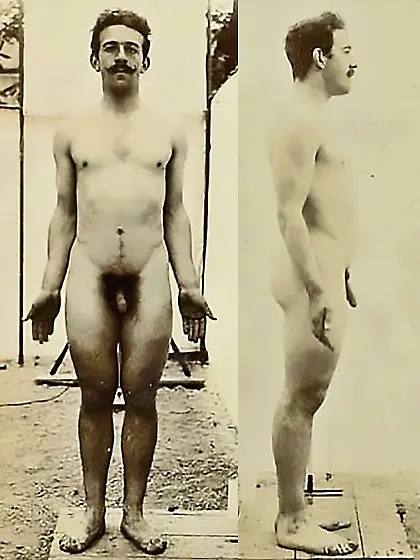 Vintage black and white male nudes