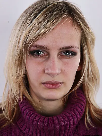 Slender seductive blonde shows