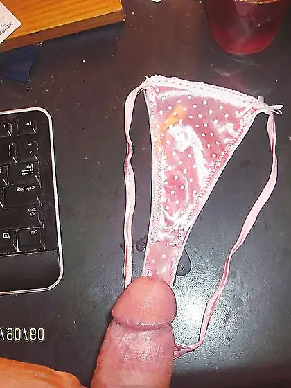 Spunking on my nieces pretty pinkish shining used undies