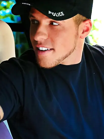 Shapely brunette animal print