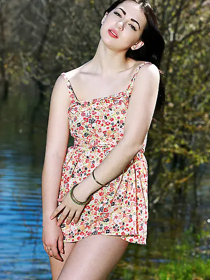 Pretty ivory-skinned girl enjoys