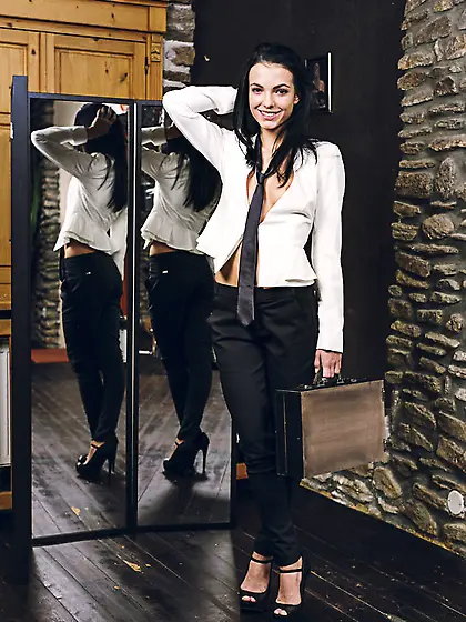 Young brunette loves watch