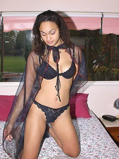 Curly Indian Babe In Lingerie Flashing Her...