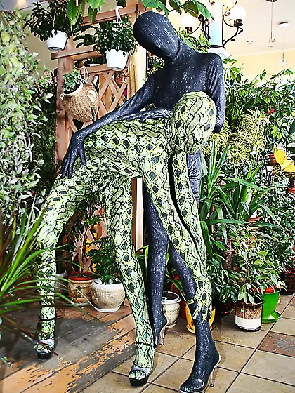 Flexible green black zentai