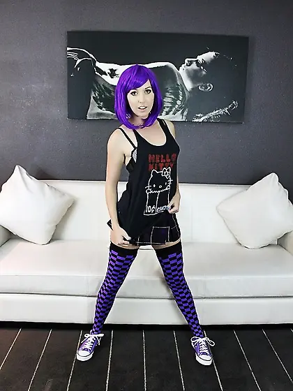 Cute babe wearing purple