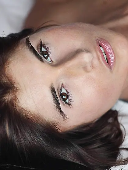 Busty european brunette Nessa Devil with puffy nipples and shave