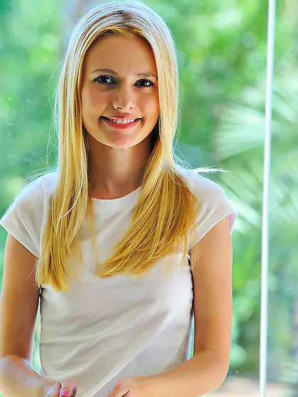 Sexy blond solo girl,  Kennedy Kressler gets rid of her cute clot