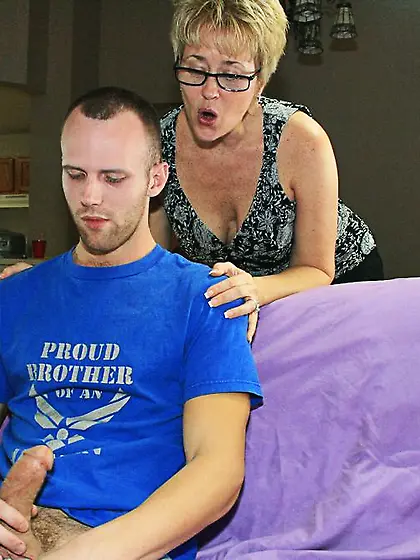 Lustful blonde milf glasses