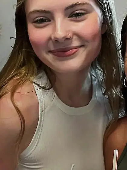 Pierced nipple teen cutie enjoying her slushee