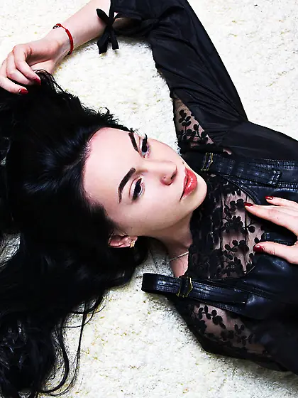 White teen with black hair and nice tits