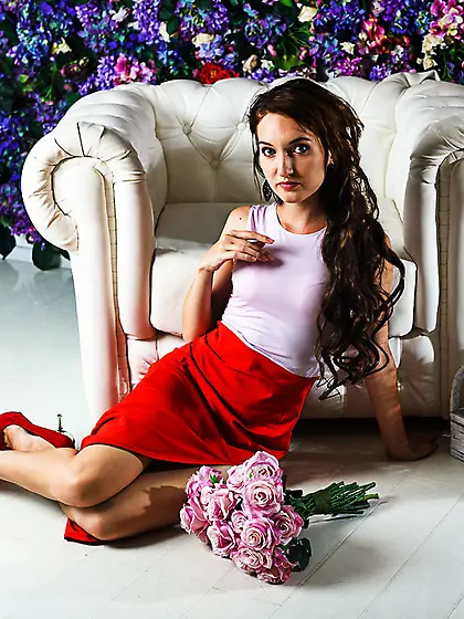 White girl brown hair