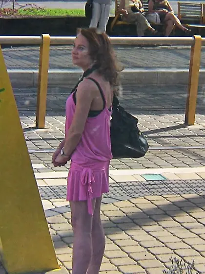 Blonde white top pink