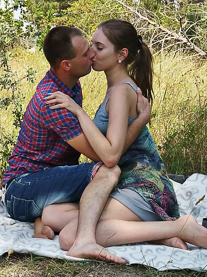 Passionate brunette Vika Lita pleases her boyfriend outdoors