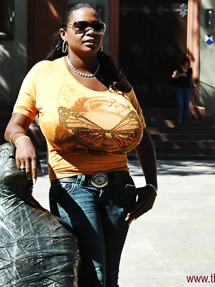 Black lovely bimbo wearing