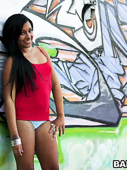 Kimberly Belle takes her tight blue thongs off and gives her lov