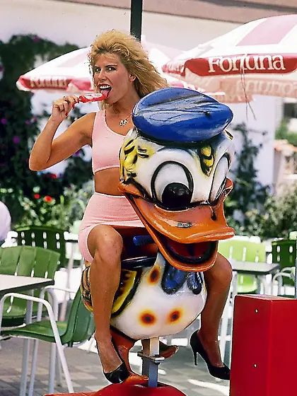 Luscious blonde pink shirt