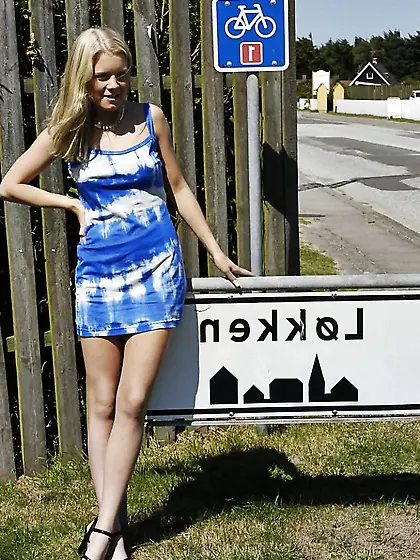 Lovely blondie liking her holiday posing bare