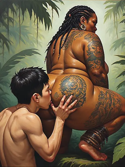 Young Asian Boy ends up with African Warrior