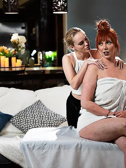 Lauren Phillips and Athena Faris use their tongues and fingers t