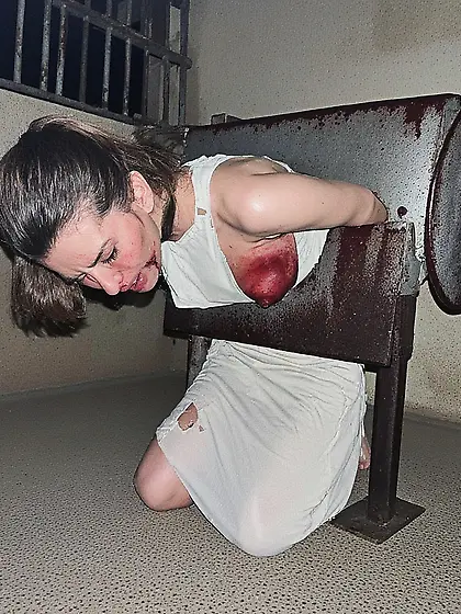 Tiddies on guillotine