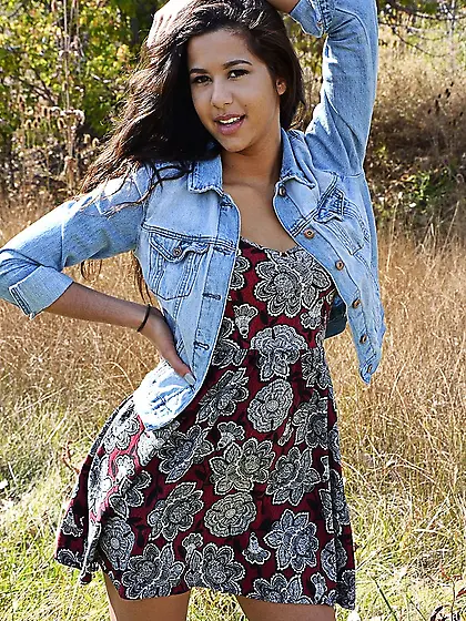 Angelic brunette model showing