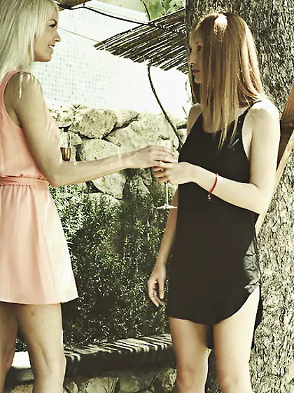 Luscious blonde blue underwear