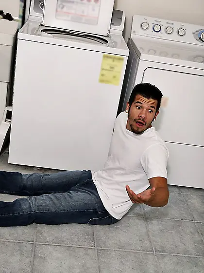 Whore wears no panties so stepbrother catches and scores her in