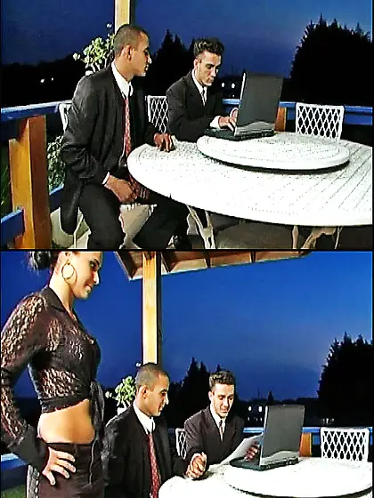 Beautifull bisexual trio celebrating