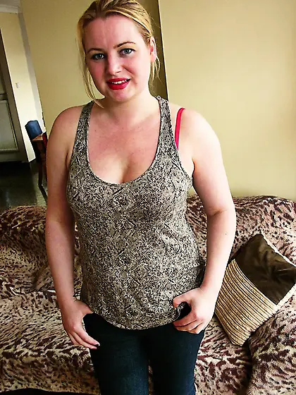 Plump blonde red lips