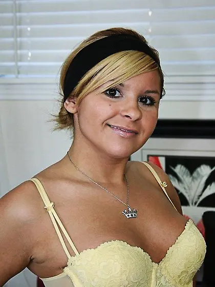 Blonde girl Brandi Lace in yellow lingerie gets mouth fucked in