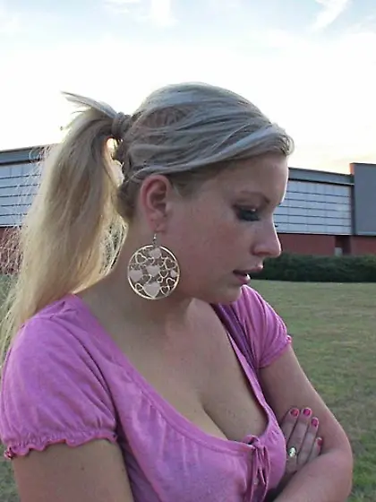 Beautiful blonde teen bending