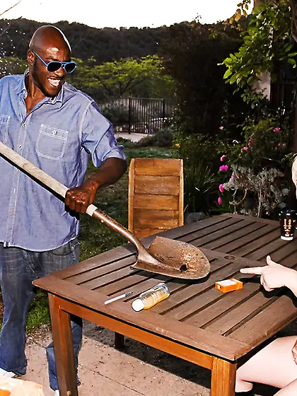 Chubby blonde huge tits