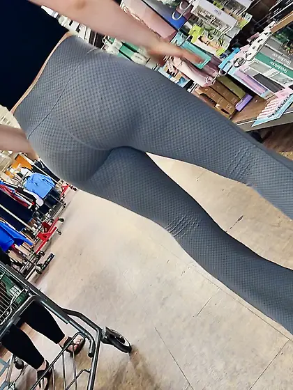 Candid PAWG shopping with mom insane ass and VPL