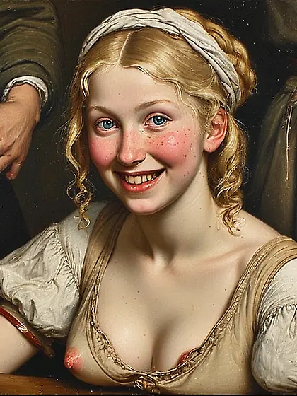 Young slut waitress.  Flemish school