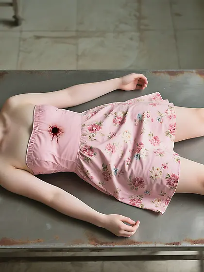 Polina dead in pink floral dress