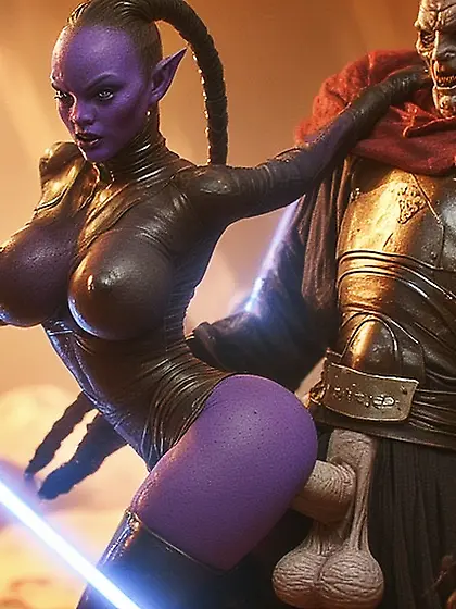 Alien Jedi women meet the Sith Masters