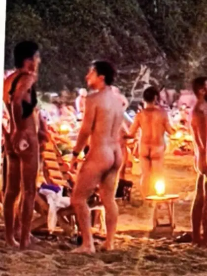 Men nude at the beach