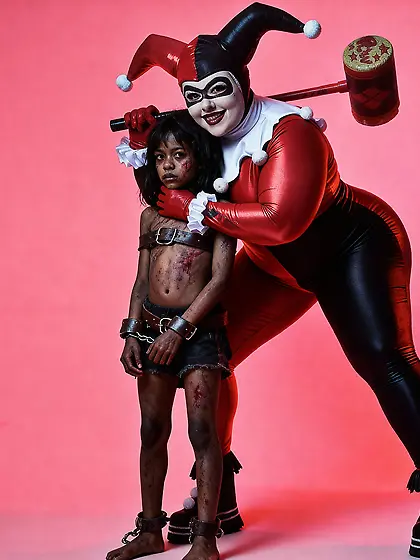 Harley Holds Nigger By The Neck