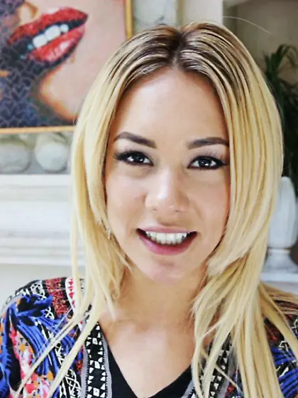 Tempting blonde wearing colorful